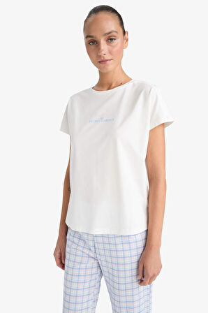 Pijama Takımı Regular Fit Kısa Kollu Üst Kareli Alt-Fall in Love