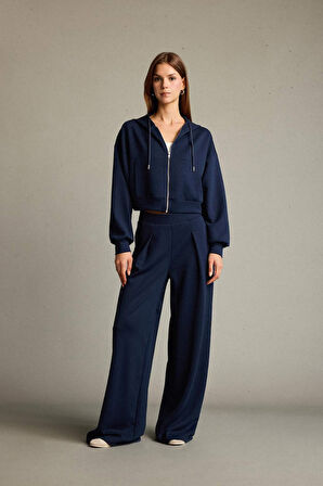 Kapüşonlu Modal Fermuarlı Sweatshirt