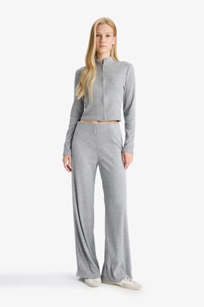 DeFacto Dik Yaka Fermuarlı Sweatshirt F0999AX25WNGR256