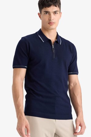 DeFacto Standart Fit Polo Yaka Fermuarlı Triko Kısa Kollu Tişört D6199AX25AUNV64