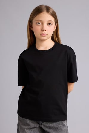 DeFacto Relax Fit Bisiklet Yaka Basic Düz Kısa Kollu Tişört Kız Çocuk D9099A826SMBK81