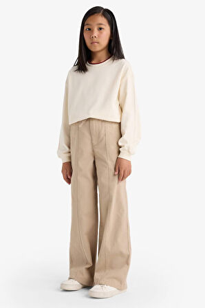Kız Çocuk Wide Leg Geniş Paça Pamuklu Pantolon