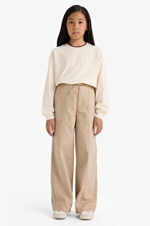 Kız Çocuk Wide Leg Geniş Paça Pamuklu Pantolon