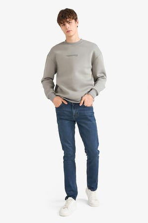 DeFacto Boxy Fit Bisiklet Yaka İçi Yumuşak Tüylü Baskılı Sweatshirt X8282AZ25AUGR169