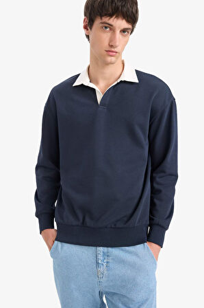 Boxy Fit Polo Yaka Sweatshirt