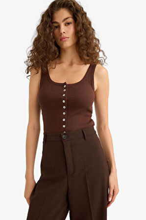 Slim Fit Dar Kesim Düğmeli Yaka Atlet