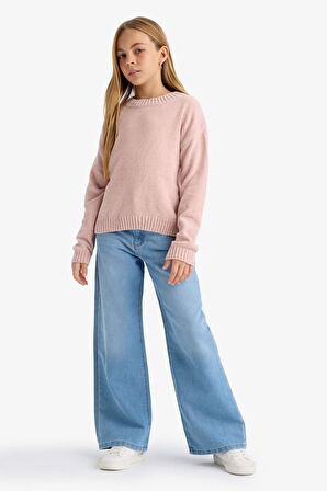 Kız Çocuk Bisiklet Yaka Şönil Kazak
