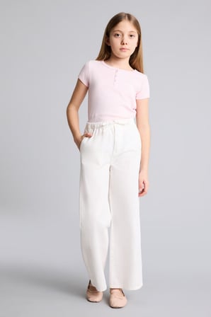 DeFacto %100 Pamuk Wıde Leg Düz Paça Gabardin Pantolon Kız Çocuk G0604A826SMWT34