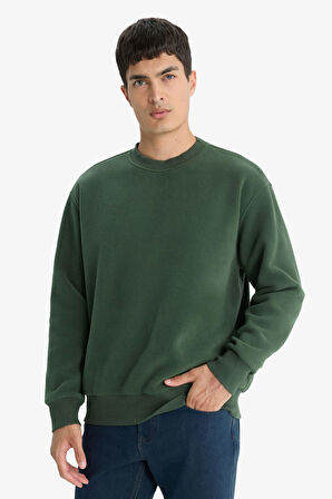 Relax Fit Bisiklet Yaka Polar Sweatshirt