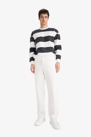 DeFacto Boxy Fıt Bisiklet Yaka Çizgili Sweatshirt A9066AX25AUAR104