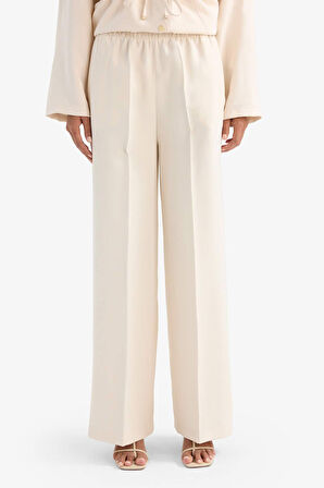 Straight Fit Cepli Yüksek Bel Uzun Tensel Pantolon