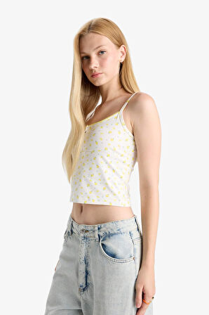 Coool Fitted Meyve Desenli Düğmeli Yaka Atlet