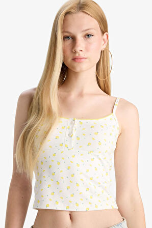 Coool Fitted Meyve Desenli Düğmeli Yaka Atlet