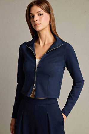 Yarım Balıkçı Yaka Modal Fermuarlı Sweatshirt