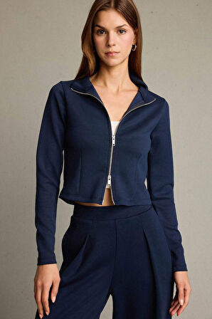 Yarım Balıkçı Yaka Modal Fermuarlı Sweatshirt