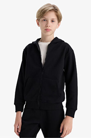 Erkek Çocuk Kapüşonlu Fermuarlı Sweatshirt