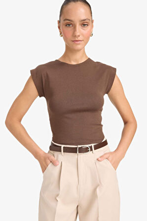 Slim Fit Dar Kesim Bisiklet Yaka Basic Düz Modal Kısa Kollu Tişört