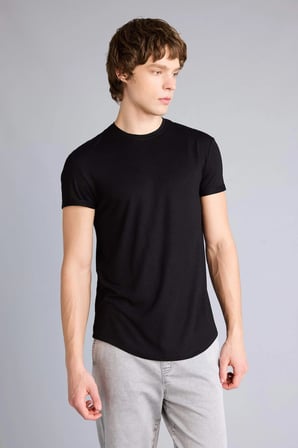 Defacto N2104AZBK81 Siyah Long Muscle Fit Bisiklet Yaka Kısa Kollu Tişört
