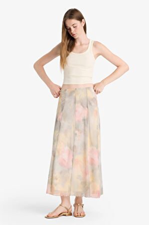 Coool A Kesim Floral Normal Bel Tül Maxi Etek