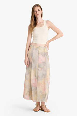 Coool A Kesim Floral Normal Bel Tül Maxi Etek