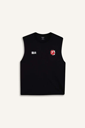 Boxy Fit Baskılı Bisiklet Yaka Atlet