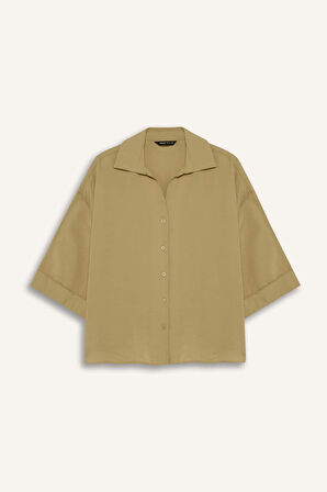 Oversize Geniş Kalıp Modal Uzun Kollu Gömlek