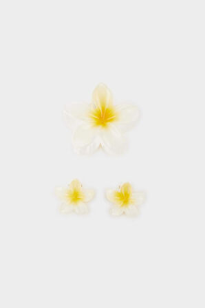 Kadın 3'lü Beyaz Lotus Mandal Toka