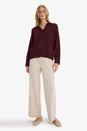 Oversize Geniş Kalıp Polo Yaka Triko Kazak