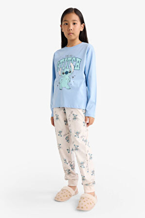 Kız Çocuk Disney Lilo & Stitch Pijama Takımı Uzun Kollu Üst Uzun Alt 