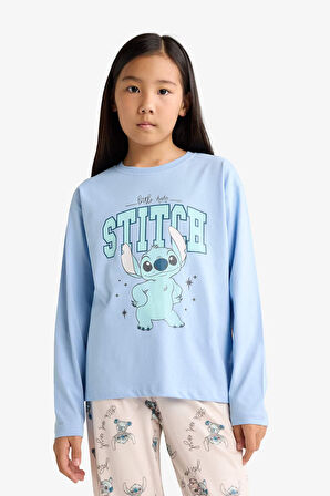Kız Çocuk Disney Lilo & Stitch Pijama Takımı Uzun Kollu Üst Uzun Alt 