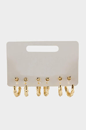 Kadın 3'lü Gold Küpe