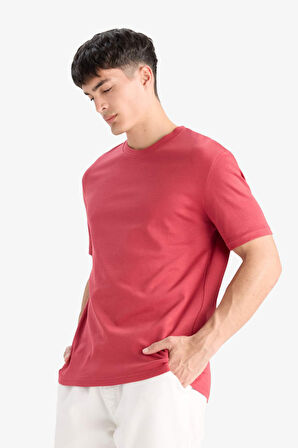 DeFacto %100 Pamuk Regular Fit Bisiklet Yaka Basic Düz Kısa Kollu Tişört E7961AX25AUBR238