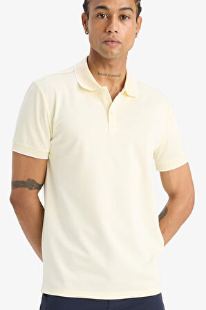 DeFactoFit Slim Fit Dar Kesim Polo Yaka Sporcu Kısa Kollu Pike Polo Tişört