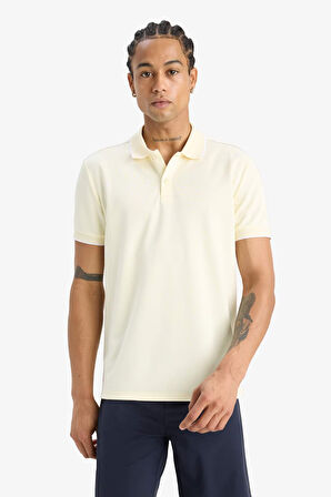 DeFactoFit Slim Fit Dar Kesim Polo Yaka Sporcu Kısa Kollu Pike Polo Tişört