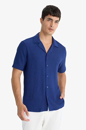 Modern Fit Polo Yaka Penye Kısa Kollu Gömlek