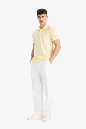 DeFacto %100 Pamuk Slim Fit Dar Kesim Polo Yaka Kısa Kollu Pamuklu Nakışlı Pike Polo Tişört E2633AX25SMYL498