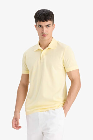DeFacto %100 Pamuk Slim Fit Dar Kesim Polo Yaka Kısa Kollu Pamuklu Nakışlı Pike Polo Tişört E2633AX25SMYL498