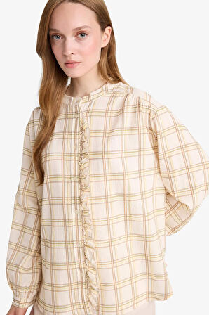 Relax Fit Ekose Desenli Uzun Kollu Tunik