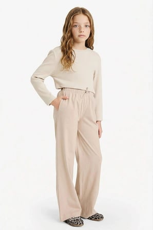 Defacto G0338A8BG187 Bej Wıde Leg Pantolon Kız Çocuk
