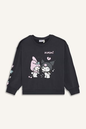 Kuromi Oversize Geniş Kalıp Bisiklet Yaka Sweatshirt Kız Çocuk F1095A825AUAR220