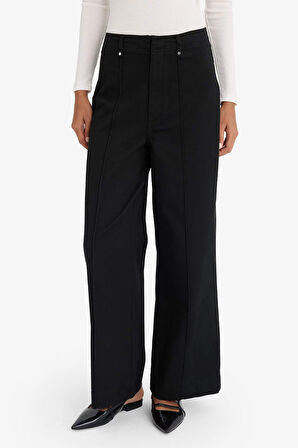 Wide Leg Cepli Yüksek Bel Gabardin Pantolon