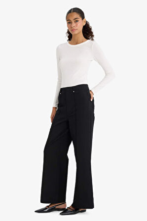 Wide Leg Cepli Yüksek Bel Gabardin Pantolon