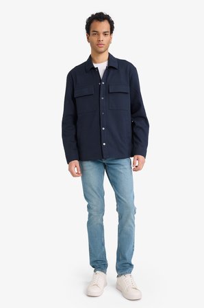 DeFacto Regular Fit Klasik Yaka Cepli Çıtçıtlı Esnek Kumaş Gömlek Ceket F8525AX26SPNV64
