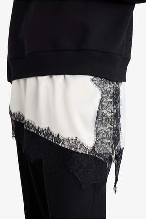 DeFacto Relax Fit Bisiklet Yaka Etek Ucu Dantel Detaylı Sweatshirt G8595AX25CWBK81