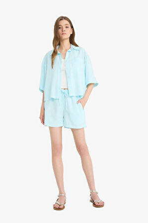 DeFacto Coool A Kesim Normal Bel Düz Paça Keten Karışımlı Şort F2543AX25SMTR514