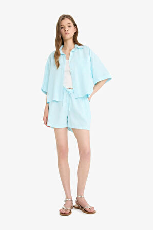 DeFacto Coool A Kesim Normal Bel Düz Paça Keten Karışımlı Şort F2543AX25SMTR514