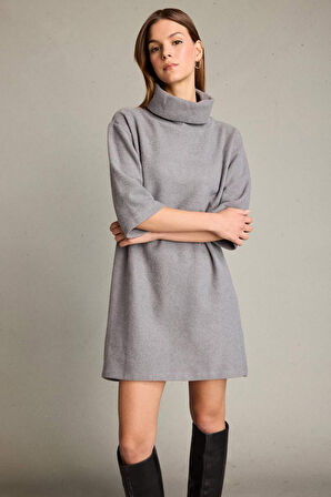 Balıkçı Yaka Yarım Kollu Mini Elbise