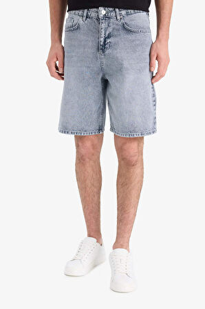 DeFacto %100 Pamuk Straight Fit Jean Bermuda Şort F5540AX25SMNM84