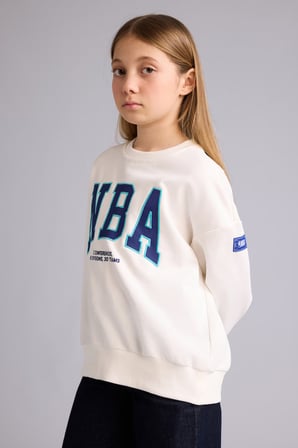 NBA Wordmark Oversize Geniş Kalıp Bisiklet Yaka Sweatshirt Kız Çocuk F3200A825AUER105