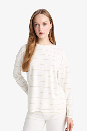 Relax Fit Bisiklet Yaka Uzun Kollu Tişört